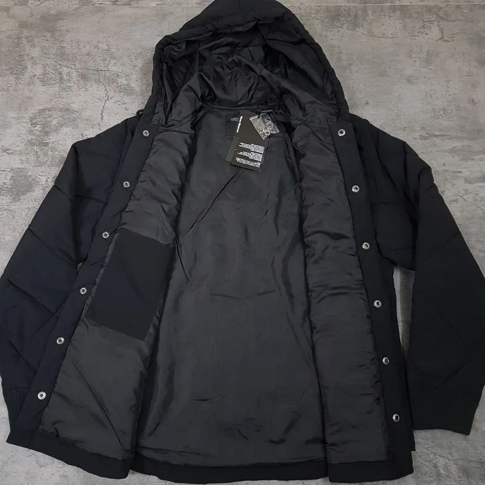 HARLEY DAVIDSON Motorcycle Forever Harley Quilted Hooded Jacket Mens Size LARGE‎
